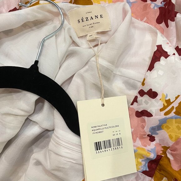 New Sézane 100% Silk Faustine Floral Mini Dress 40, 8 - Picture 7 of 8